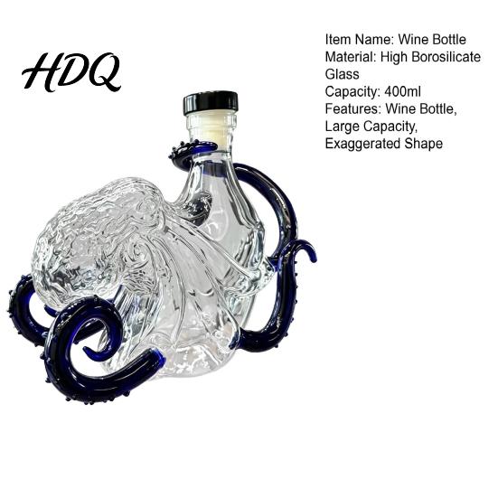 Whiskey Bottle Decanter with Octopus Design Glass Wine Bottle Sealing Preserves Aroma Handmade And Flavor Beverage Container Gift for Men