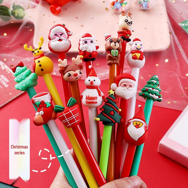 Festive Cartoon Christmas Pen: Cute Black Ink for Students