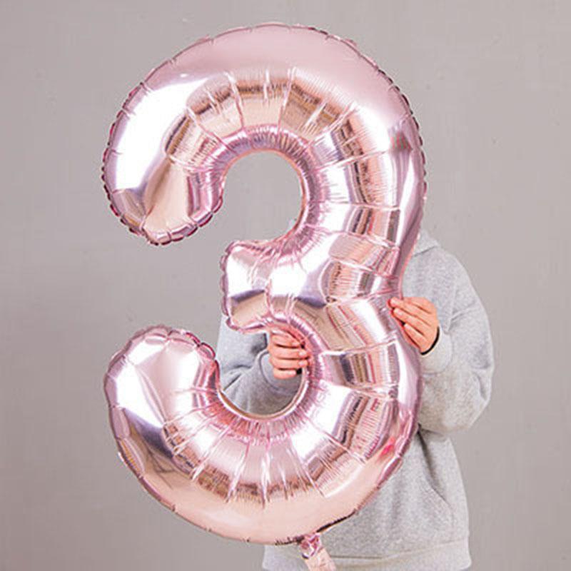 1PC New Sakura Pink Birthday Party Digital Theme Balloon Decor Children's Birthday with Beautiful Digital Handheld Balloon Gift