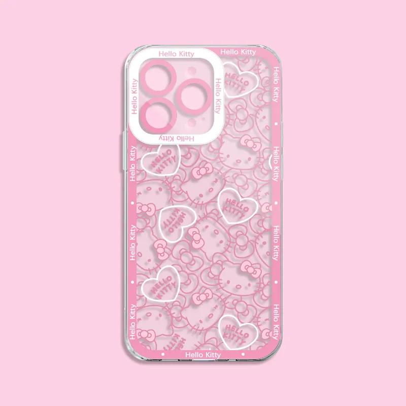 Pink Cute Hello Kitty Phone Case For Iphone 17 Air 17 Pro Max 16 15 14 12 13 11 Pro Max X 16e 16 Plus 13 Mini INS Thin Cover