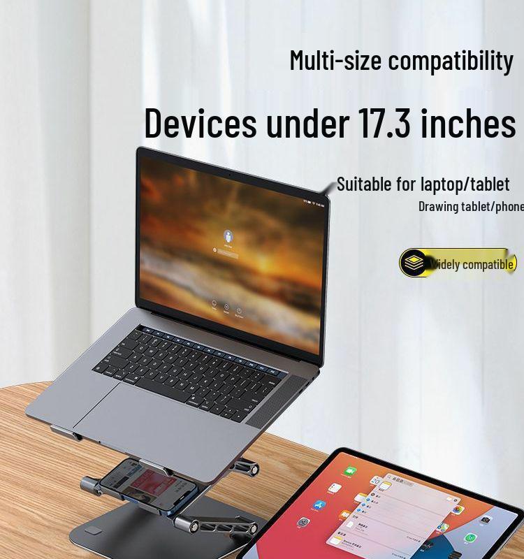 Three-Tier Foldable Carbon Steel Computer Stand with Lifting Heat Dissipation, Multifunctional Design