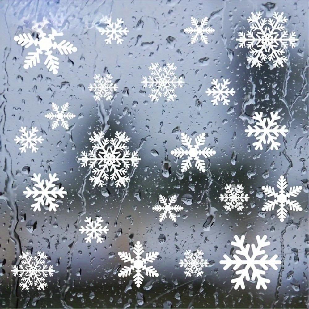 Snowflake Window Clings - Electrostatic White Snowflakes For Christmas & Winter Door Decorations Snowflake Ribbon Wired
