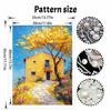 DIY Frameless Pearl Painting Kit Yellow House Scenery 3D Shiny Bead Art Canvas Relaxing Craft for Home Wall Decor Gift Handmade Artwork