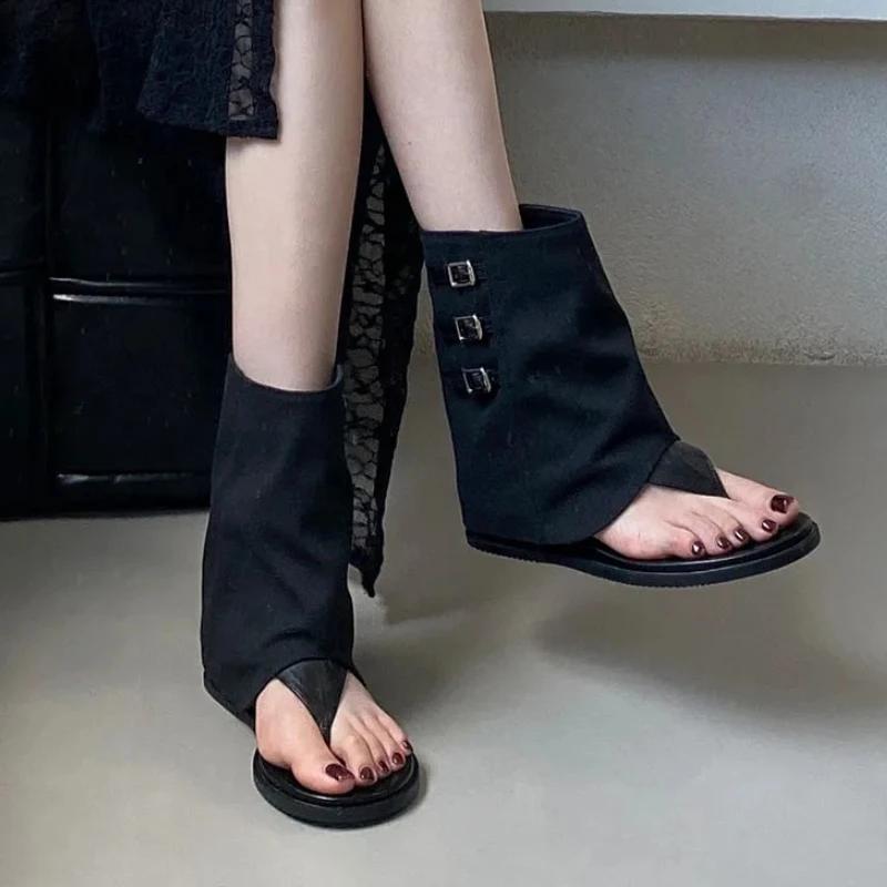 Fashion Comfortable Clip Toe Ankle Boots Women Fashion Round Toe Buckle Summer Boots Elegant Brand Designer Modern Boot Botas Para Mujer