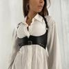 Women Wide Belt Gothic PU Leather Underbust Corset Crop Top Solid Color Adjustable Vest Waist Belt Clothing Accessories