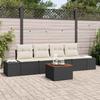 Garden Sofa Set with Storage 5 pcs Black and Cream Poly Rattan
