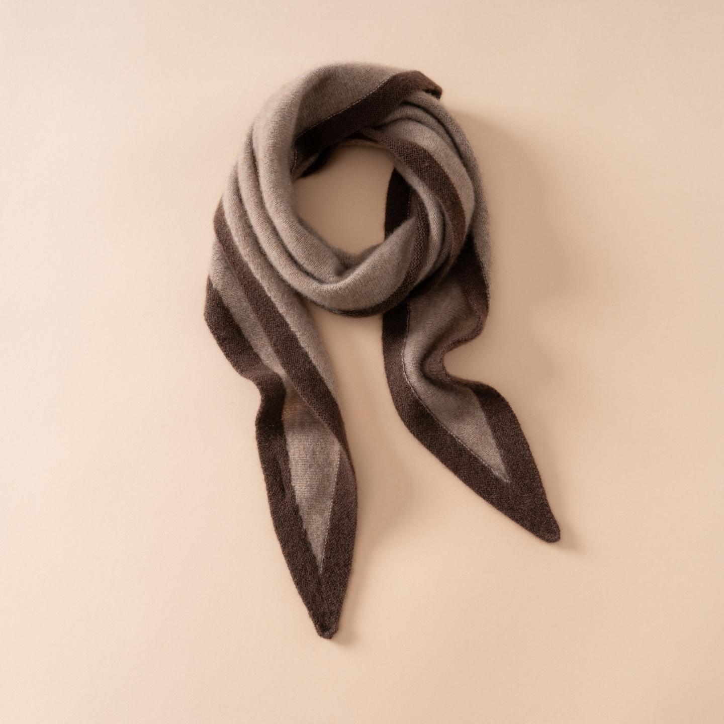 

100% Cashmere Scarf Neckerchief Small Shawl Neck Warmer Applique Stripes Spring Triangle Cowl Pashmina Women Knit Accessories