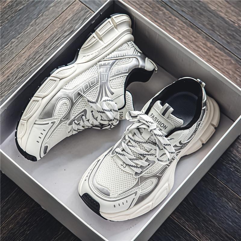 2025 summer men's mesh platform dad shoes fashion trend versatile sports shoes trendy casual young men's shoes