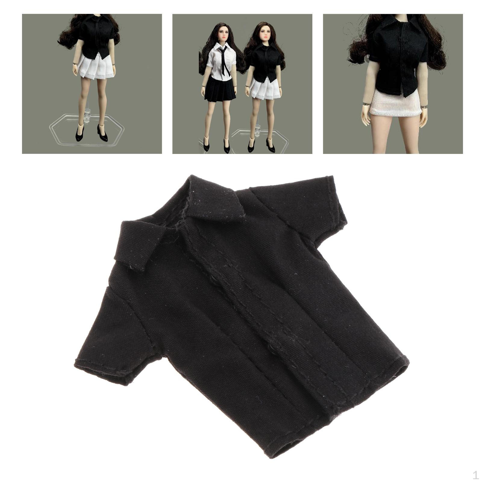 

1/12 рубашка на пуговицах нарядная косплей аксессуары наряд повседневная миниатюрная модная одежда для 6 чёрный