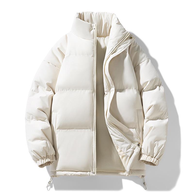 Unisex Puffer Jacket - Autumn/Winter Stand Collar, Cotton, Thick Outerwear for Couples