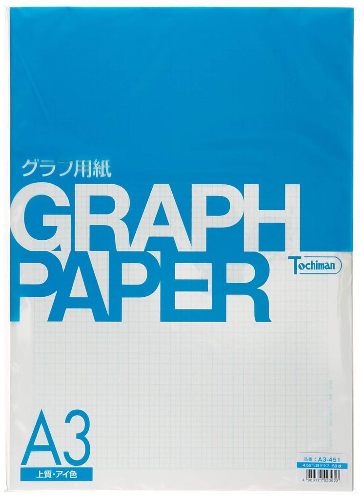 SAKAE Technical Paper Graph Paper, A3, 4.55mm Grid, High-Quality Paper, 50 Sheets, Eye Color, A3-451