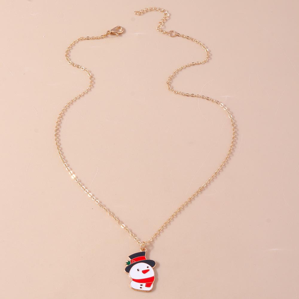 Trendy Christmas Necklace with Santa, Wreath, and Snowman Pendants