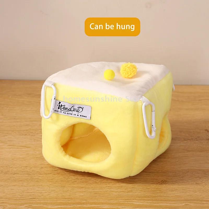 Cute Cake Cotton Plush Hamsters Playing Tunnels Cotton Nest Winter Warm Nest For Ferret Guinea Pigs Squirrels Small Pet Toys