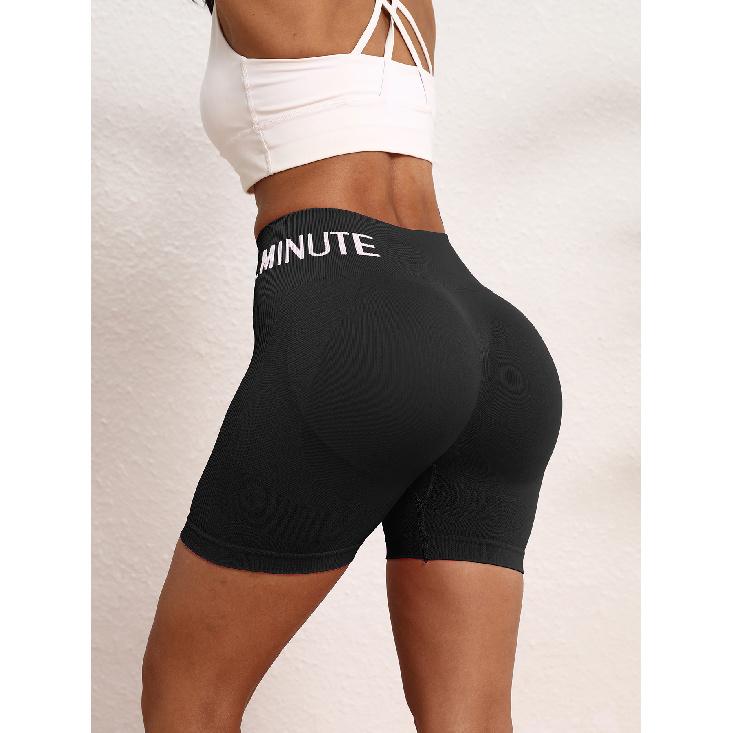 Hip Lifting Yoga Shorts, Exercise And Fitness Letter, Wearing High Stretch Shorts For Women