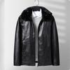 Men's Winter Solid Color Plus Velvet Leather Jacket Men's Casual Jacket