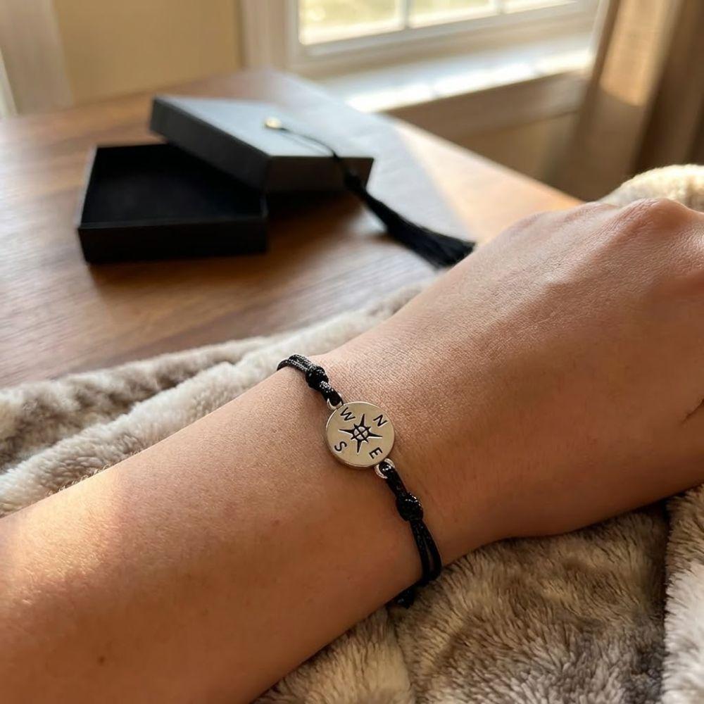 Hand Woven Compass Charm Wristband Friendship String Bracelet College Graduation