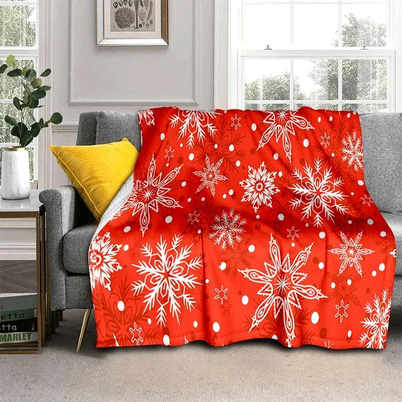 Snowflake Christmas Theme Flannel Throw Blanket Soft Lightweight Warm for Living Room Bedroom Bed Sofa Couch Kids Adults Gifts