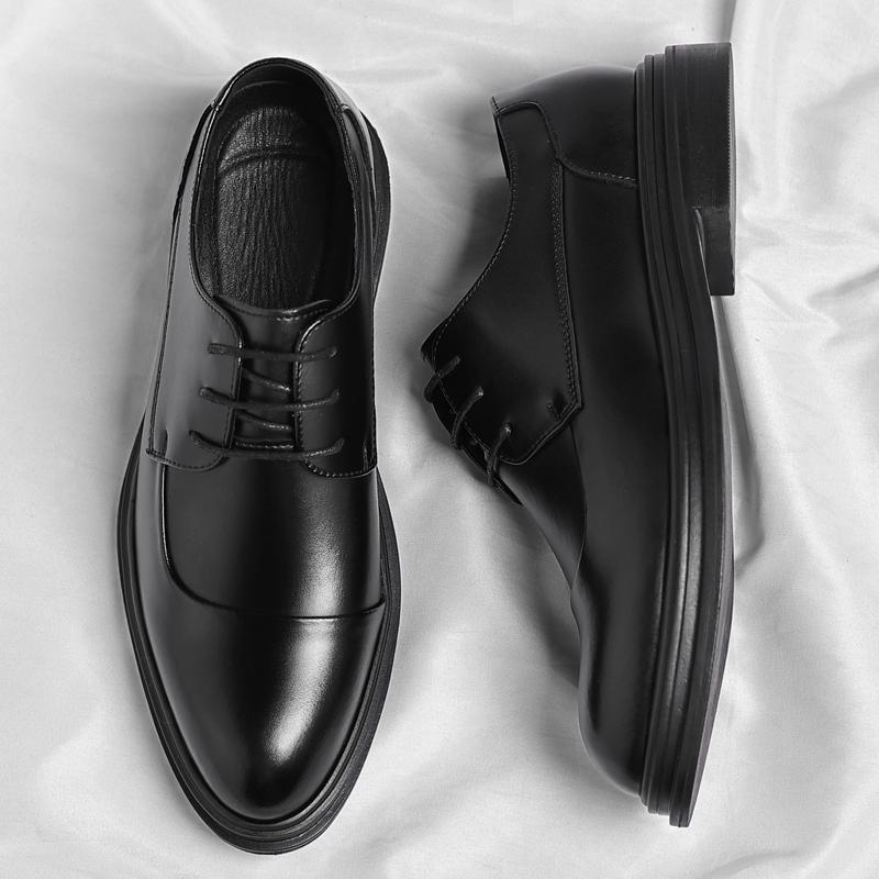 Fashion Men's Leather Lace-Up Oxford Shoes Classic Formal Business Dress Shoes Comfortable Slip-Resistant Flats New Male Wedding Shoes