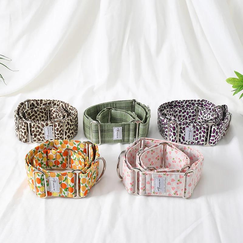Italienisches Windspiel Whippet Martingale breites verstellbares Hundehalsband gemustertes Baumwollhalsband