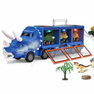 Jouet Modèle Camion Dinosaure Jouet Voiture Transport Dinosaure avec Lumières Clignotantes pour Enfants Garçon Bleu Foncé