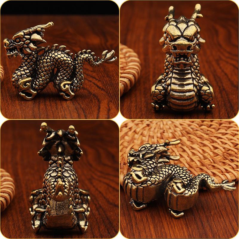 Retro Brass Ruilong Ornament Crafts Home Furnishings Opening Gifts Tea Table Decoration Zodiac Dragon Bronze Sculpture