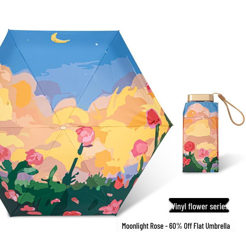 Zhi Retro Cherry Six-Fold Dual-Use Sunscreen Umbrella