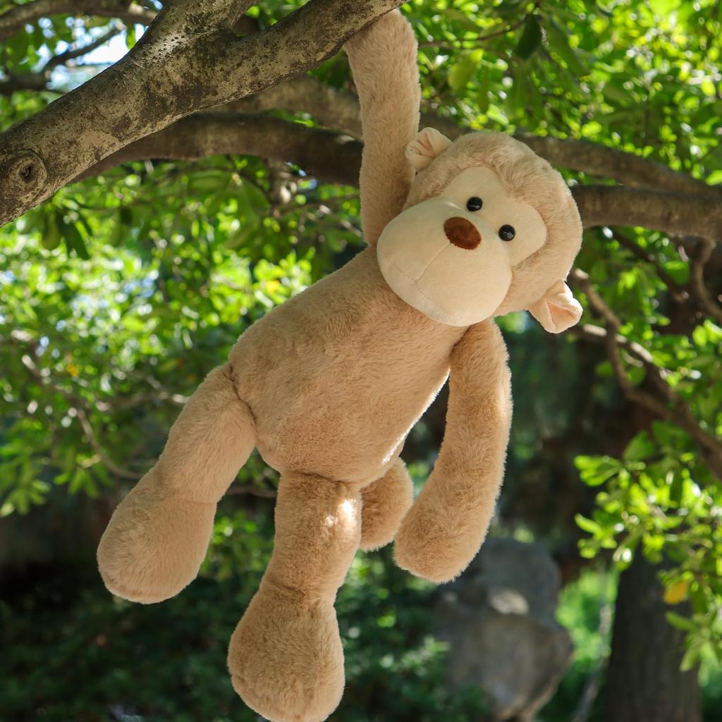 Apricot Lamb Light Brown Monkey Plush Toy, Soft and Cute, Fluffy Light Brown Monkey, 23cm, Suitable for Boys and Girls