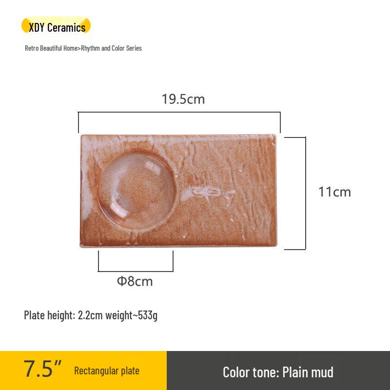 Japanese Minimalist Ceramic Plate for Sushi and Dumplings - Exquisite Underglaze Design