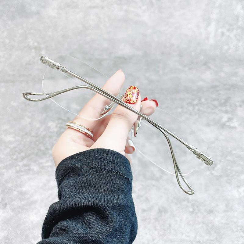 Spot fashion rimless glasses frame can be matched with unisex ins flat glasses reading glasses
