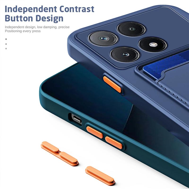 Liquid Silicone Card Holder Case For POCO X7 F6 X6 M6 X3 X5 Pro C65 F5 C55 F3 M5 X3 GT M4 X4 Pro F5 F4 X3 NFC Wallet Bag Cover