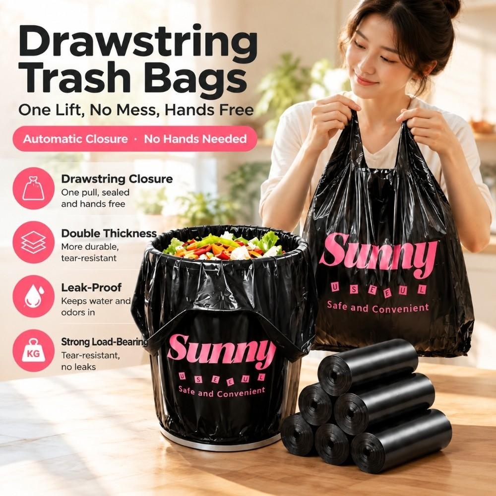 50Pcs Leakproof Trash Bags Printed Rubbish Bin Liners Practical Plastic Bags Dormitory
