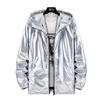 Men's Plus Size Shiny Silver Hooded Jacket - Handsome Spring/Autumn Fashion Coat