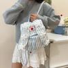Rabbit Ears Striped Backpack Pink Backpack Stars Embroidered Bag Large Capacity Commuter Student Class School Bag Canvas