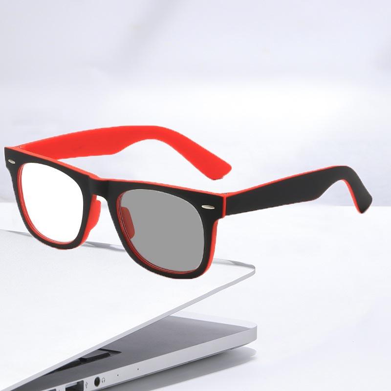 Fashion Retro Pochromic Reading Glasses Women Men Large Frame Anti Blue Light Far Sight Eyeglasses Outdoor Sunglasses To +4.0