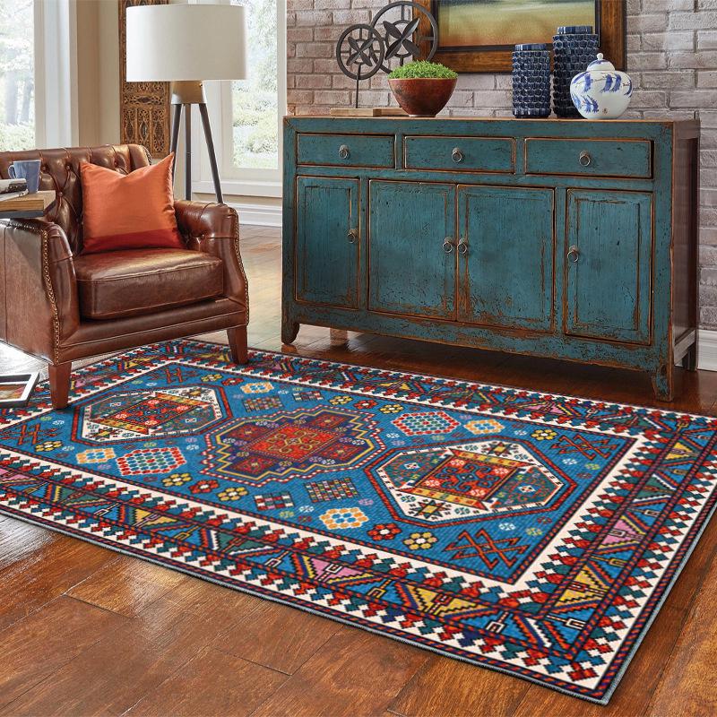 Ethnic Style Non-Slip Floor Mat - Dustproof, Stain & Wear Resistant for Hallway, Living Room, Bedroom, Entrance, Study; Easy Care.