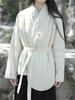 Johnature Women Chinese Style Plus Cotton Parkas Bandage Long Sleeve Winter Coats Solid Color Women Vintage Parkas