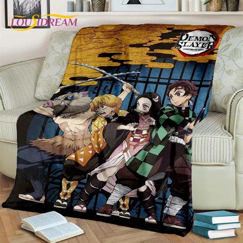 Kamado Nezuko Demon S-Slayer Japan Anime Mykt flanellteppe for senger Soverom Sofa Piknik, Kasteteppe for barn Utendørs Fritid