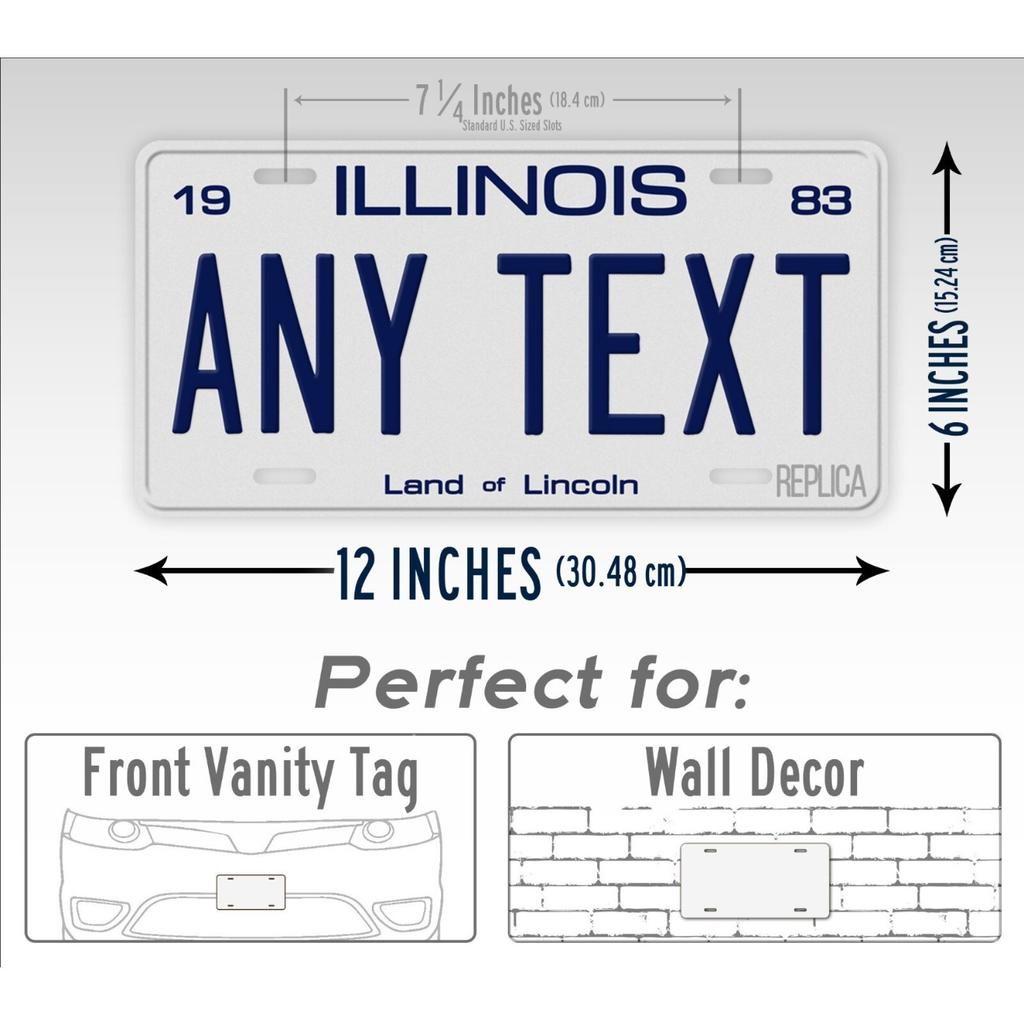 Vintage Illinois License Plate Metal Sign Wall Decor Custom Name Bar Pub Garage