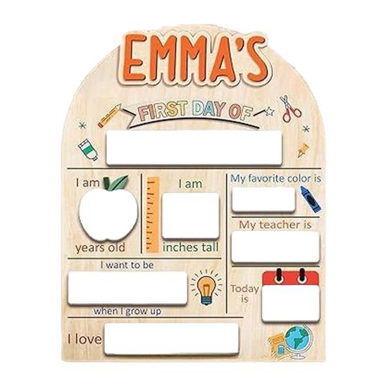 First Day of School Board Dry Erase Board Reusable Wooden First Day
