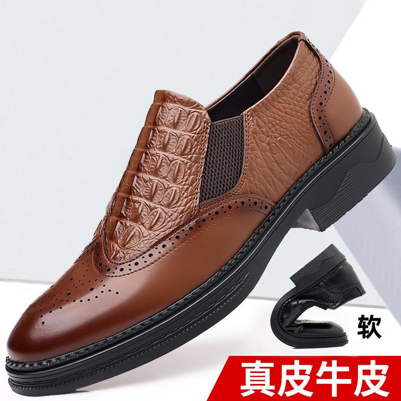 

2025 новые кожаные туфли Brock Work на шнуровке с британской гравировкой, деловые, повседневные, для официальной одежды, мужские, с одной педалью 44