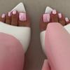 24Pcs French Tip Full Cover Acrylic Toe Nails Short Square Press On Toenails Feet Tips Full Cover Toe Nails For Girl Woman