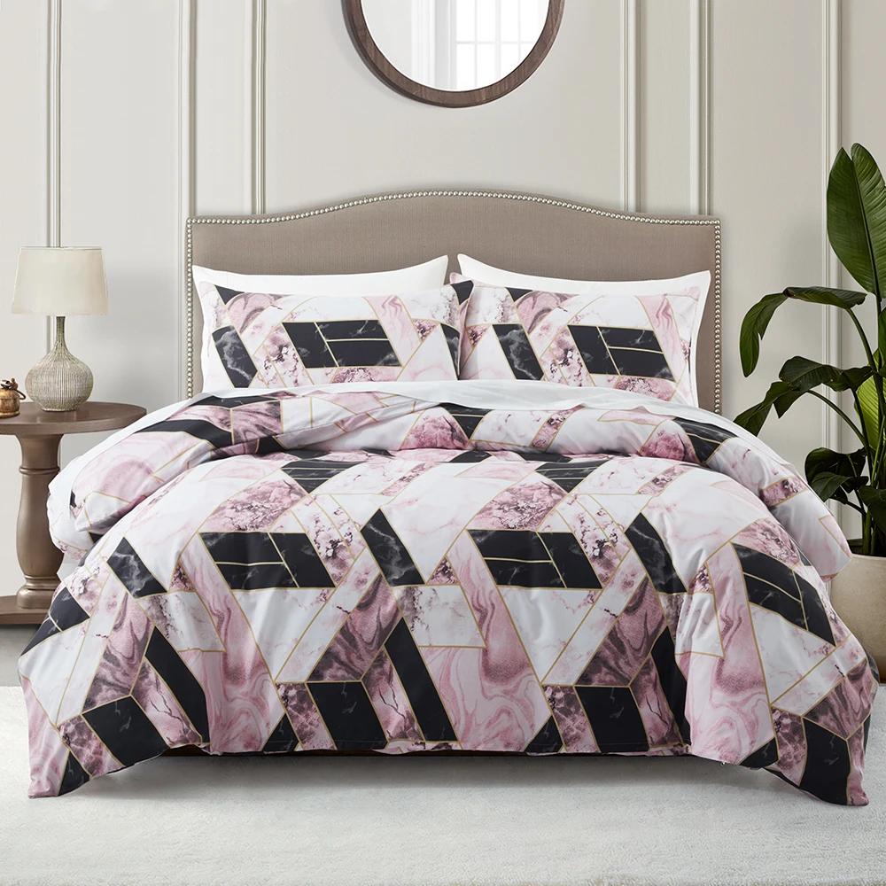 Girly Galaxy Duvet Cover,Reversible Dreamy Pink Grey Gradient Comforter Cover,Watercolor Starry Sky Glittering Stars Bedding Set