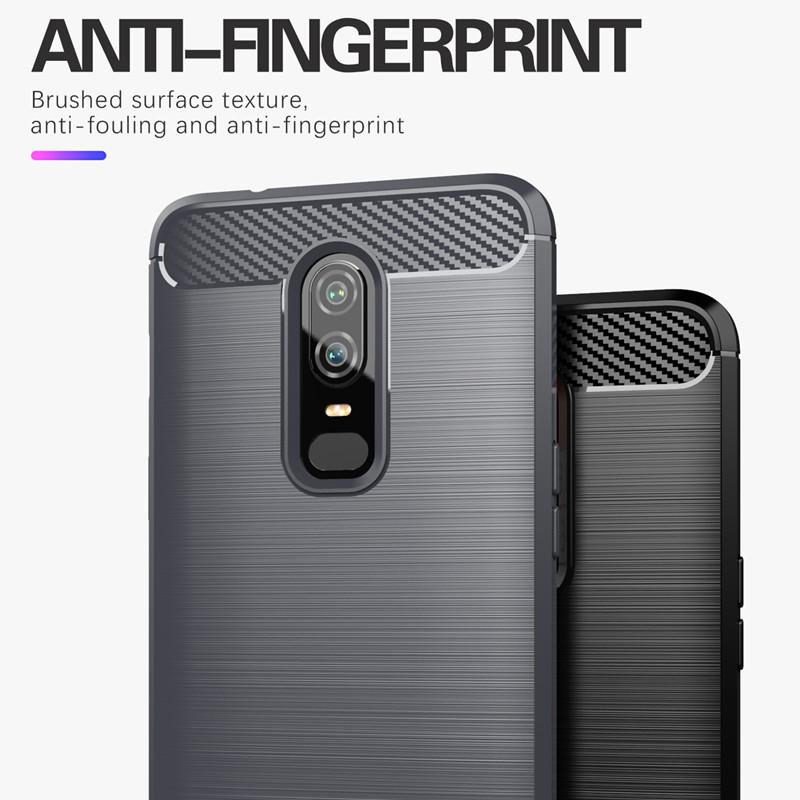 Coque antichoc en fibre de carbone pour OnePlus 6 1+6, étui en silicone pour OnePlus 6, coque arrière de protection complète