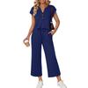 Summer New Style Women's Round-neck Short-sleeved Mid-length Pants for Casual and Fashionable Wear As A Two-piece Set