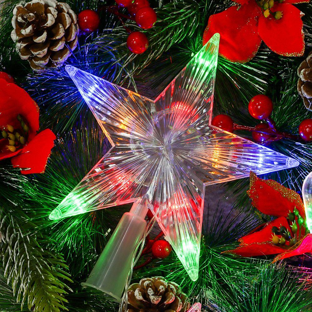 Ornaments Five-pointed Star Lamp Night Light Christmas Tree Top Ornaments LED Glowing Star