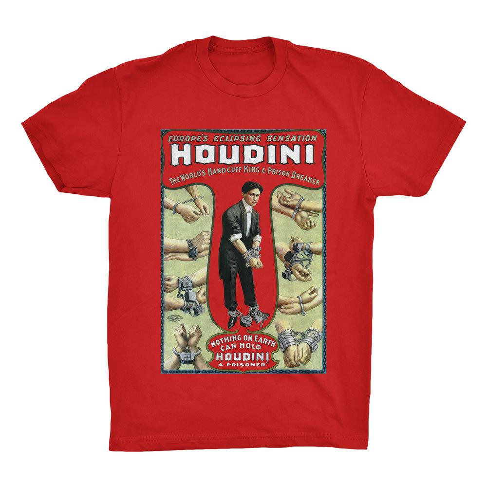 Houdini Poster Print T-Shirt Magician 100% Cotton Sizes S-4XL NEW