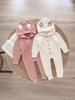 Unisex Baby Strampler im koreanischen Stil mit Kapuze mit Hasenohren - Herbst/Winter Baumwollanzug