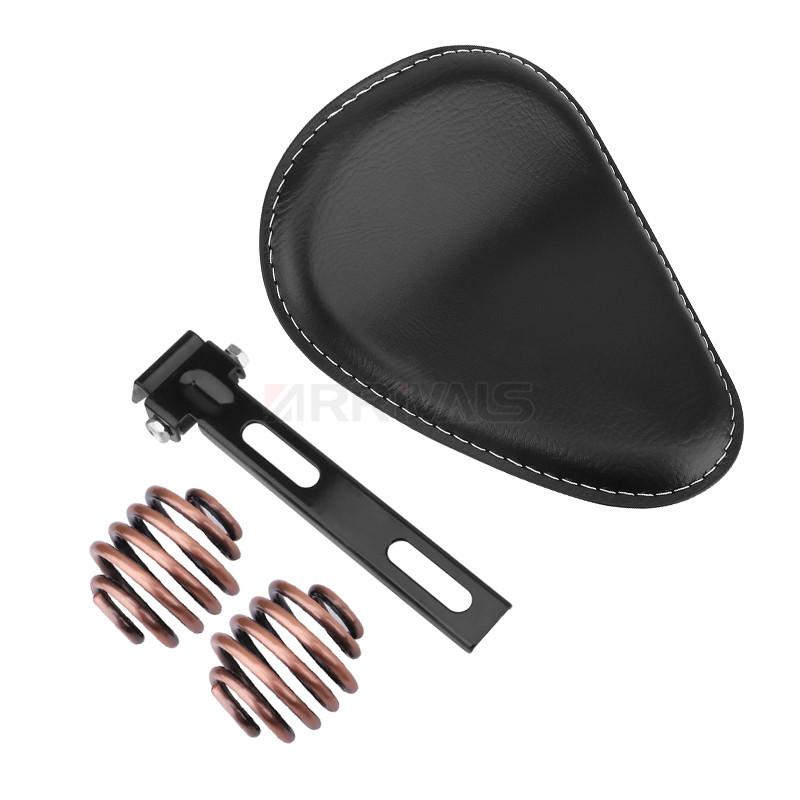 Motorrad Leder Sattel Sitz Retro Schwarzes Leder Einzelsitz für Harley Custom Chopper Bobber Honda Yamaha Kawasaki Suzuki