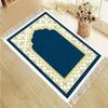 Tapis de Salat Islamique en Velours Simple Noir Or Bleu Motif Floral Mihrab Portable Antidérapant Tapis de Prière Cadeau de l'Aïd