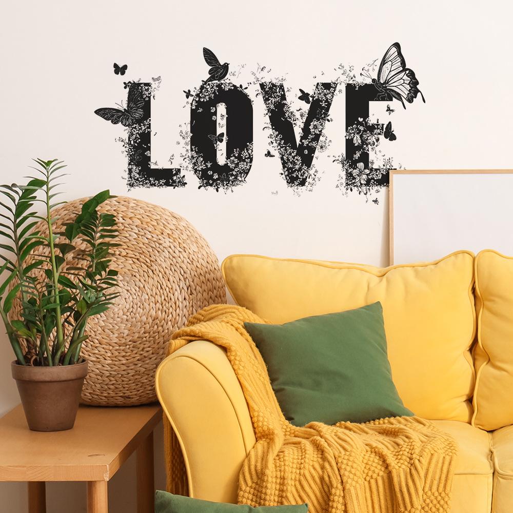 Creative English Letter "LOVE" Butterfly Bedroom Entrance Home Background Beautification Wall Stickers